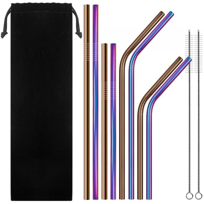 Set of 8 Stainless Steel Straws