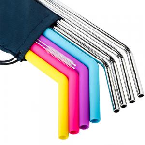 Silicone and Stainless Steel Straws Set