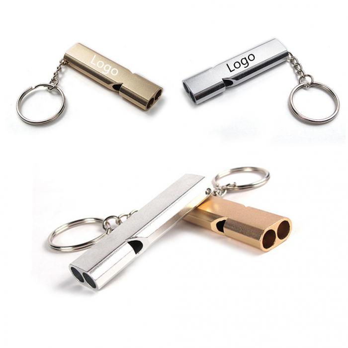 Double Tube Metal Whistle Keychain -EVKM6014