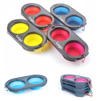 Collapsible Double Silicone Pet Bowls-EVKM6153