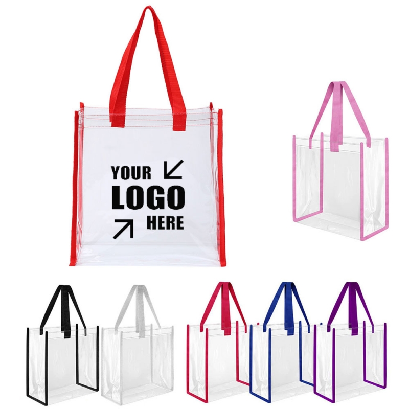 Clear PVC Security Tote Bag with Durable Woven Straps