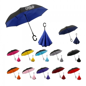 Double Layer Reverse Umbrella with C-Shaped handle