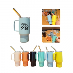 Stainless Steel Screen Printed Tumbler W/ Straw & Handle 2 oz.