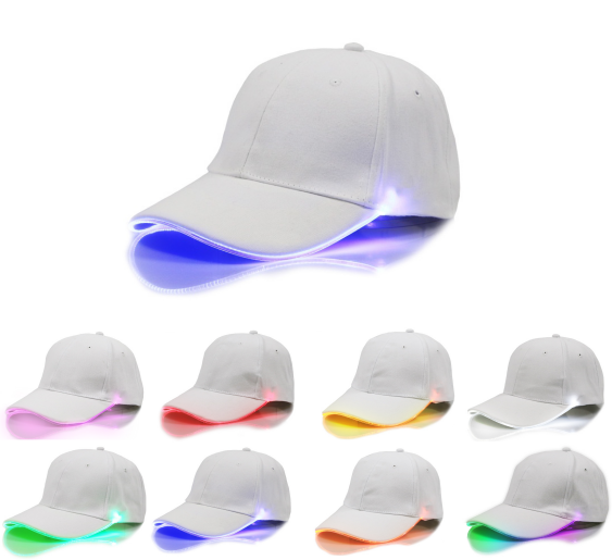 LED lighting Striped Cotton White Baseball Cap LED lighting Striped Cotton White Baseball Cap