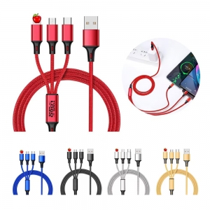 47.24''L Multifunctional 3 in 1 Copper Charging Data Cable